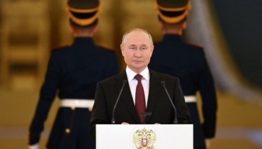 بوتين متكلما خلال احتفال تسلم أوراق اعتماد سفراء أجانب لدى روسيا في قاعة ألكسندر بقصر الكرملين الكبير في موسكو (20 ايلول 2022، أ ف ب). 