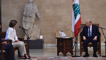 الرئيس ميشال عون ووزيرة الخارجية الفرنسية كاترين كولونا (حسام شبارو).