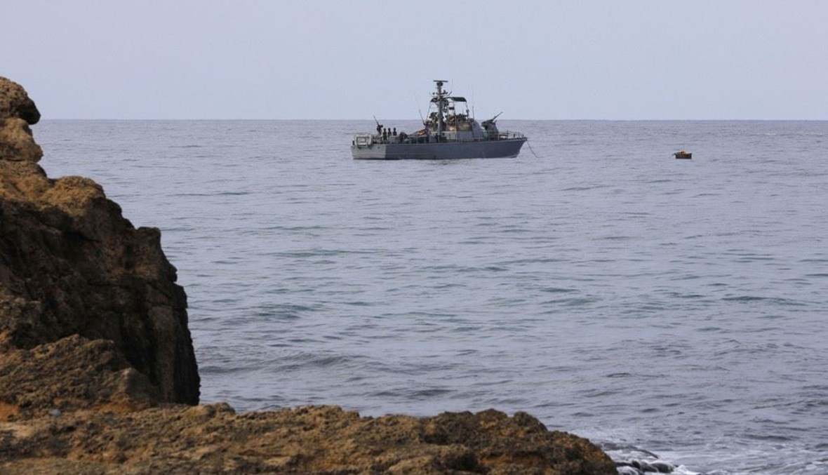 سفينة إسرائيلية في المياه الدولية بين لبنان وفلسطين المحتلة (أ ف ب).