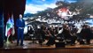 الرئيس نجيب ميقاتي متحدثا في الحفل الرسمي اليتيم الذي اقيم في الاستقلال بدعوة من الكونسرفاتوار في قصر الاونيسكو. (نبيل اسماعيل)