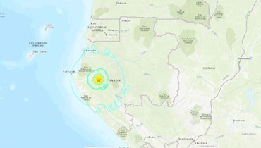 خريطة تظهر موقع الزلزال الذي ضرب الغابون (earthquake.usgs.gov).