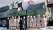  كوريا الشمالية خلال استعراض صاروخ باليستي (أ ف ب).