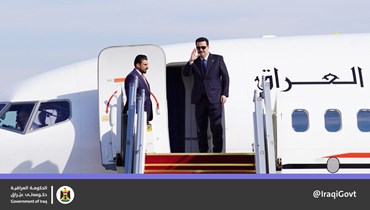السوداني مغادرا العاصمة بغداد في طريقه إلى ألمانيا (12 ك2 2023، رئاسة الوزراء العراقية).  