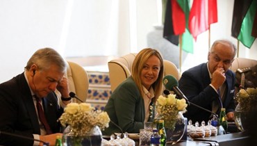 محادثات جمعت وزيرة الخارجية الإيطالية جورجيا ميلوني ورئيس حكومة الوحدة الوطنية المعترف بها من الأمم المتحدة عبد الحميد الدبيبة (أ ف ب). 