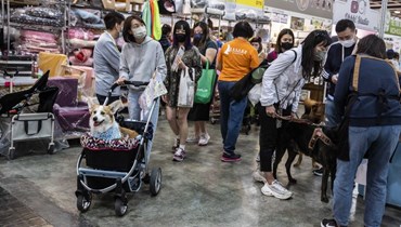 زوار يحضرون عرضاً للحيوانات الأليفة في هونغ كونغ (3 شباط 2023، أ ف ب). 
