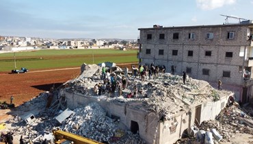 آثار زلزال تركيا على سوريا. (أ ف ب)