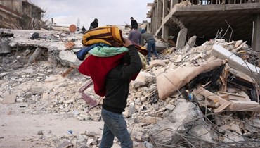 الدمار في مدينة جندريس السورية المنكوبة (أ ف ب).