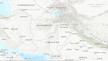 خريطة تظهر موقع الزلزال الذي ضرب افغانستان وباكستان (earthquake.usgs.gov). 