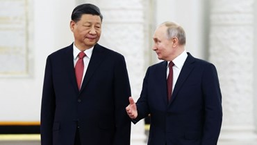 الرئيس الروسي فلاديمير بوتين يستقبل نظيره الصيني شي جينبينغ في موسكو، آذار 2023 (سبوتنيك/أب)