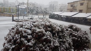 الثلوج تغطّي إهدن بعدما بلغت حبّات البرد بيروت والمدن الساحلية ليل أمس.