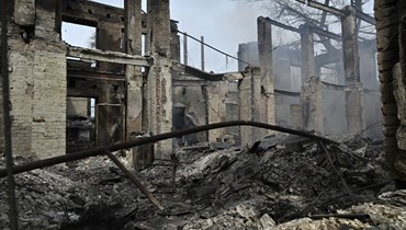 قصف في بلدة تشاسيف يار، منطقة دونيتسك، في 11 نيسان 2023 ، وسط الغزو الروسي لأوكرانيا (أ ف ب). 