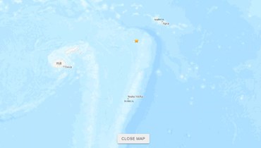 خريطة تظهر موقع الزلزال قبالة تونغا (earthquake.usgs.gov). 