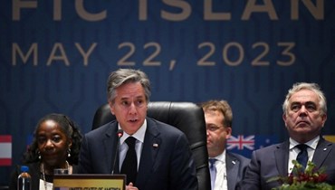 بلينكن متكلما خلال منتدى أميركا -جزر المحيط الهادئ في بورت مورسبي (22 أيار 2023، أ ف ب). 
