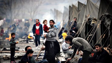 مشهد من مخيم للنازحين السوريين (أ ف ب).