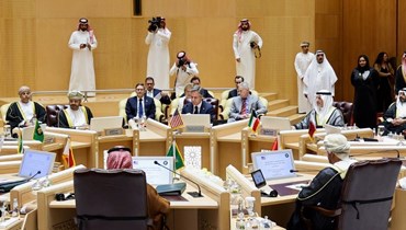 بلينكن يلتقي وزراء دول مجلس التعاون الخليجي في مقر الأمانة العامة لمجلس التعاون الخليجي في الرياض (7 حزيران 2023، أ ف ب).