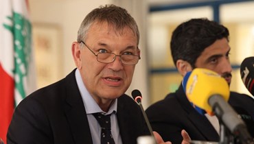 لازاريني متكلما خلال مؤتمر صحافي في بيروت (20 حزيران 2023، أ ف ب).