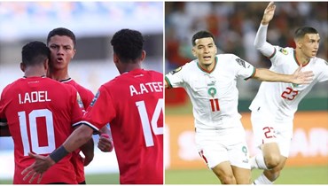 لاعبو مصر والمغرب.