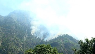 حريق كبير في الغابات الحرجيّة على التلال المشرفة على وادي جهنّم ومحلّة القطر في خراج بلدة مشمش - عكار. 