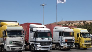 قافلة مساعدات أميركية إلى سوريا (أ ف ب).
