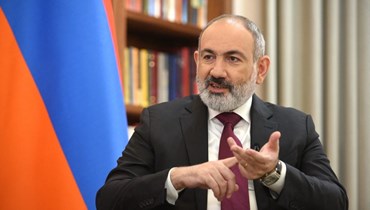 باشينيان خلال مقابلة مع وكالة فرانس برس في يريفان (21 تموز 2023، أ ف ب). 
