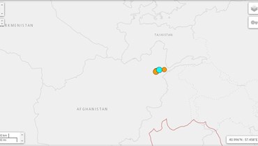 خريطة تبين موقع الزلزال الذي ضرب الحدود بين أفغانستان وطاجيكستان (earthquake.usgs.gov). 