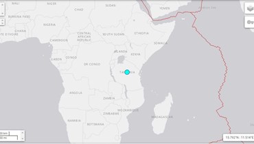 خريطة تظهر موقع الزلزال الذي ضرب اقليم ايكونجي (earthquake.usgs.gov). 