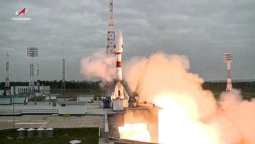 صاروخ  سويوز-2. 1بي ينطلق بالمركبة لونا25 من منصة الإطلاق في قاعدة فوستوشني الفضائية في أقصى شرق روسيا (11 آب 2023، أ ب). 