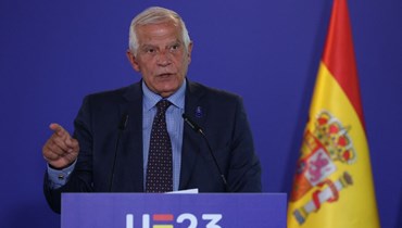بوريل يعقد مؤتمرا صحافيا مشتركا مع وزير الخارجية الإسباني خلال اجتماع غير رسمي لوزراء خارجية الاتحاد الأوروبي في توليدو (31 آب 2023ـ أ ف ب).