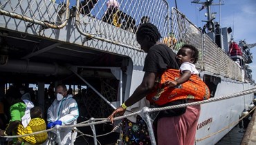 مهاجرون يصلون إلى ميناء جزيرة لامبيدوزا الإيطالية (15 ايلول 2023).