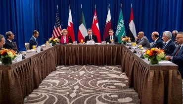 وزير الخارجية الأميركي أنتوني بلينكن خلال لقاء مع وزراء خارجية دول مجلس التعاون الخليجي. (أ ف ب)