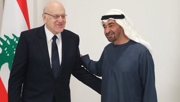 رئيس دولة الإمارات محمد بن زايد يستقبل الرئيس نجيب ميقاتي.