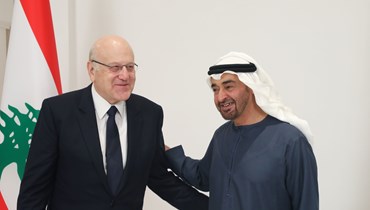  رئيس دولة الإمارات الشيخ محمد بن زايد يستقبل رئيس حكومة تصريف الأعمال نجيب ميقاتي. 
