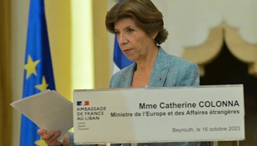 وزيرة الخارجية الفرنسية كاترين كولونا تتحدث إلى الإعلام في ختام زيارتها إلى لبنان (نبيل إسماعيل).