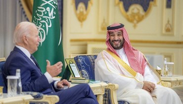 لقاء سابق بين بايدن وبن سلمان في الرياض (أ ف ب).