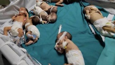 أطفال رضّع في مستشفى الشفاء في غزة (أ ف ب).