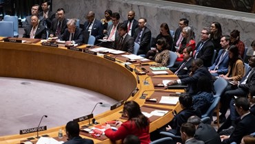 مجلس الأمن مجتمعا في مقر الأمم المتحدة في مدينة نيويورك (8 ك1 2023، أ ف ب).