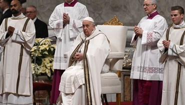 البابا فرنسيس في قداس عيد الميلاد في الفاتيكان (أ ف ب).