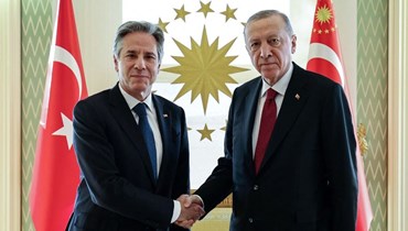 لقاء جمع إردوغان وبلينكن في أنقرة (أ ف ب).