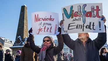 تظاهرة في ألمانيا ضدّ اليمين المتطرّف (أ ف ب).