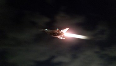 صورة نشرتها وزارة الدفاع البريطانية في 3 شباط 2024 تُظهر طائرة "تايفون" تابعة لسلاح الجو الملكي البريطاني وهي تقلع لشنّ ضربات ضدّ أهداف في اليمن.