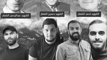 الشهداء السبعة الذين سقطوا في الغارة الإسرائيليّة على الهبّارية. 