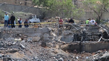 مبنى مدمر استهدفته إسرائيل في بلدة الني شيت (وسام اسماعيل)..