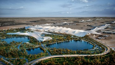 تصميم لمبنى المسافرين الجديد في مطار آل مكتوم الدولي (28 نيسان 2024، اكس).
