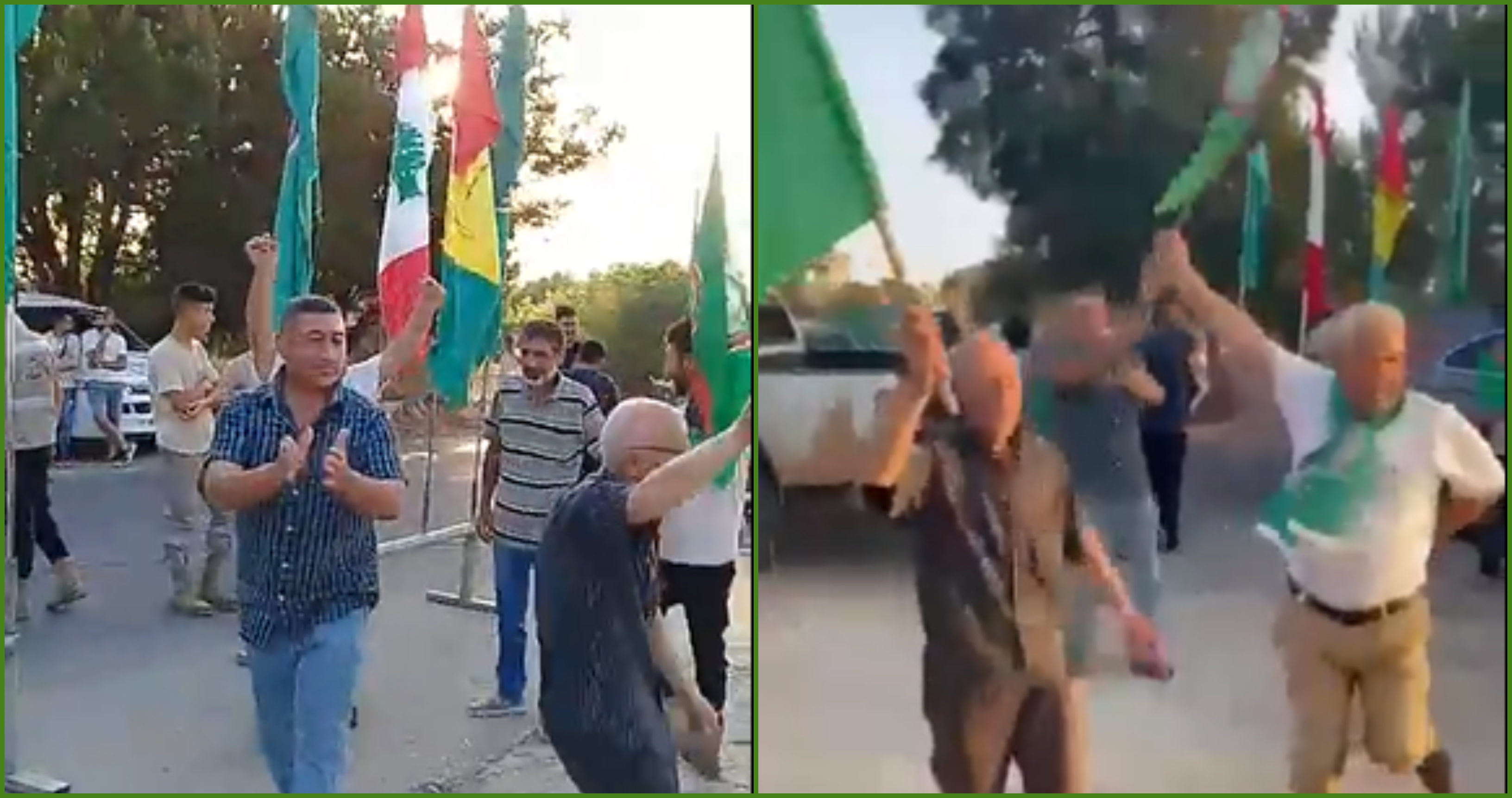 مقارنة بين لقطتين من الفيديو المتناقل (الى اليمين) ومن فيديو حرموش (الى اليسار)