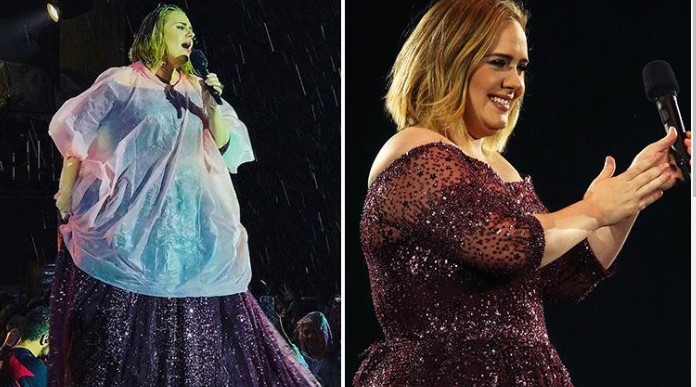 أديل تحت المطر في ميونيخ... أداء أسطوري (فيديو)